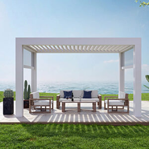 Image of lawn area with sofa set