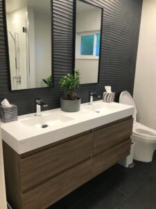 Image of a bathroom with countertop and washbasin